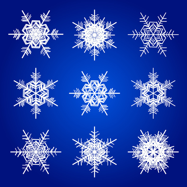 Vector copos de nieve blanco aislado en azul
 - Vector, imagen