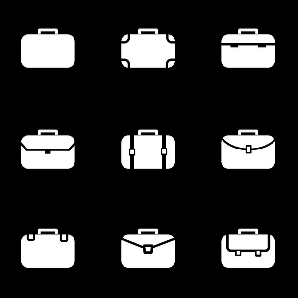 Vector white briefcase icon set - Vektör, Görsel