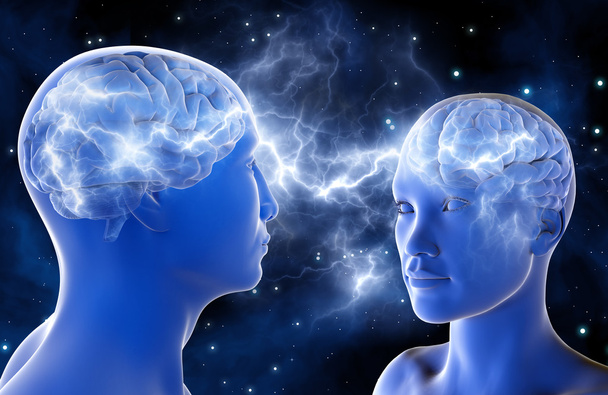 Conexiones neuronales en el cerebro de hombres y mujeres. Amor al principio.
 - Foto, Imagen
