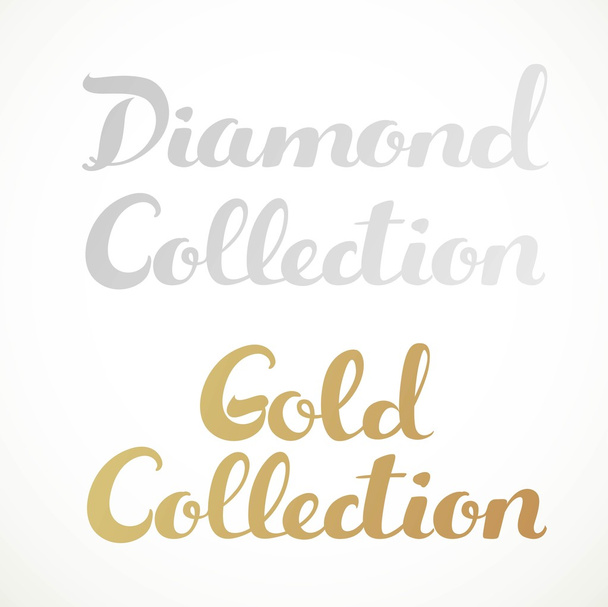 Gold collection, diamond collection calligraphic inscription on - Διάνυσμα, εικόνα