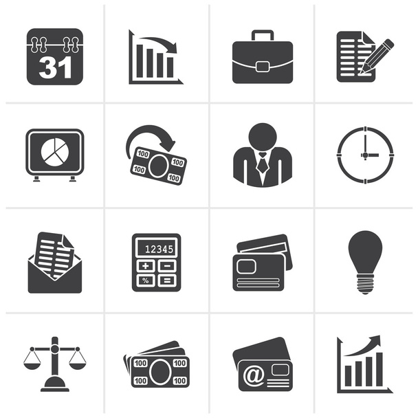 Black Business and office icons - Vector, Imagen