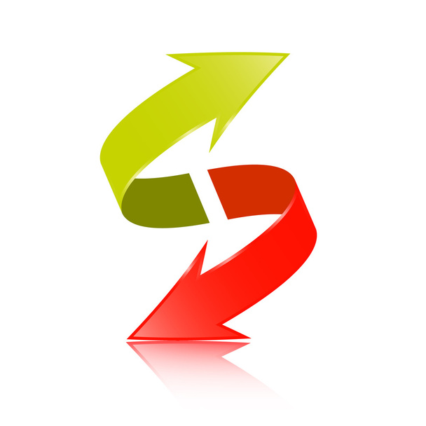 Doppelpfeil-Vektor 3d grünes und rotes Symbol - Vektor, Bild