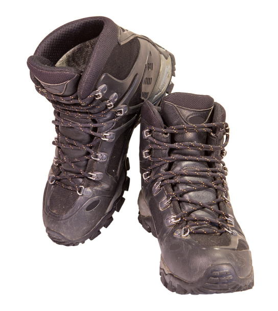 Zapatos de trekking negros viejos
. - Foto, Imagen