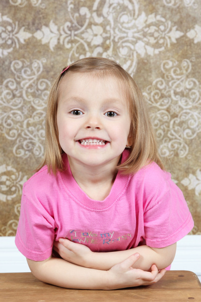 Adorable little girl on studio background - Foto, Imagem