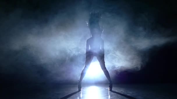 sexy woman striptease dancer in erotic lingerie. Slow motion, smoke - Video, Çekim