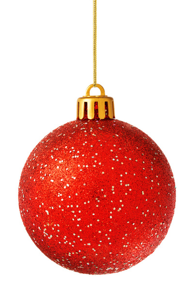 赤いクリスマス ボールを白で隔離されます。 - 写真・画像