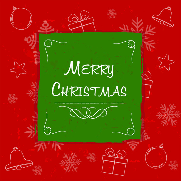 merry christmas in green frame, greeting card - Photo, Image