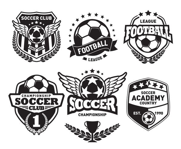 サッカー サッカーの紋章とロゴ エンブレム デザインのセット - ベクター画像