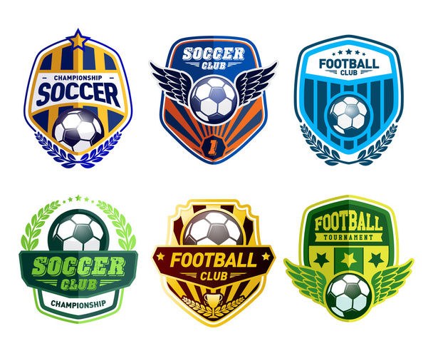 Futbol futbol armalar ve logo amblem tasarımları - Vektör, Görsel