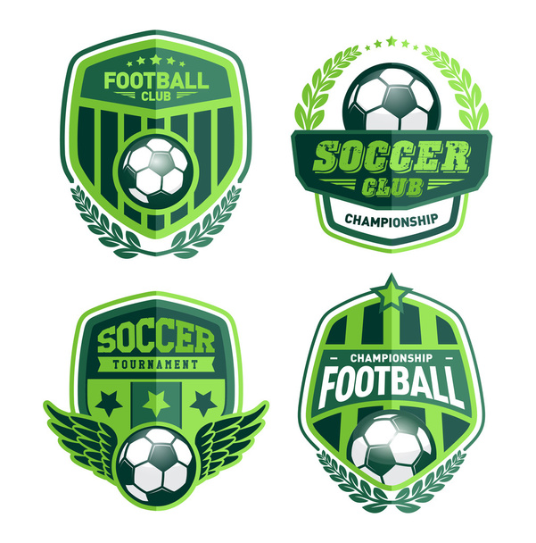 Set von Fußball-Wappen und Logo-Emblem-Designs - Vektor, Bild