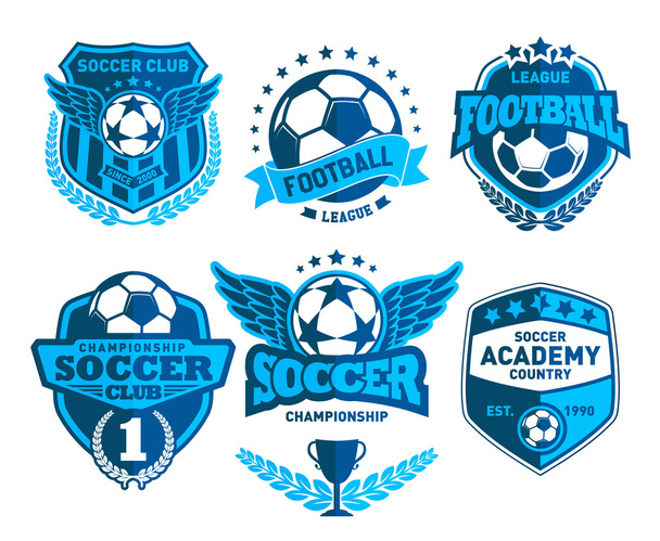 Set of Soccer Football Crests and Logo Emblem Designs - Vector, Image