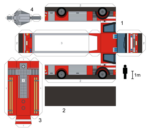 Bir firetruck kağıt modeli - Vektör, Görsel
