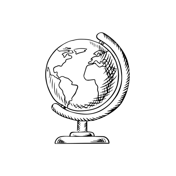 Modern globe with desktop stand sketch - Wektor, obraz