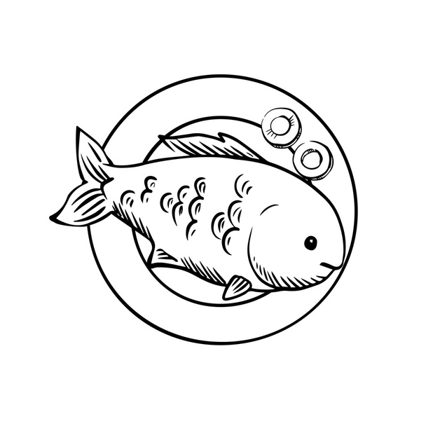 Plat de fruits de mer avec poissons de mer grillés
 - Vecteur, image