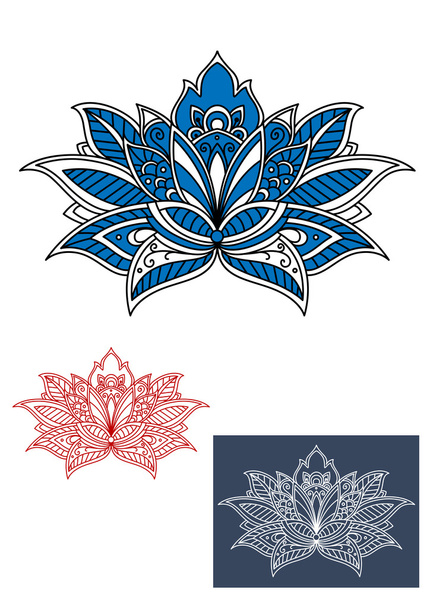 Blue flower with white paisley pattern - Vector, afbeelding