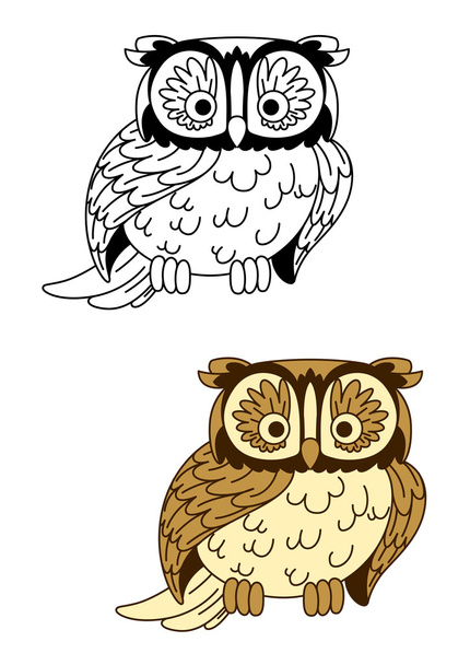Brown and colorless cartoon owl bird mascot - Vector, Image