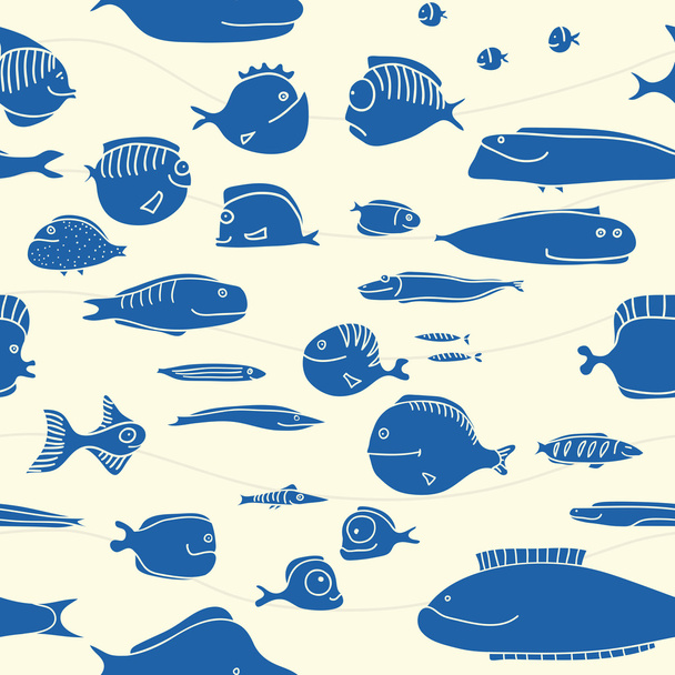 Seamless, background, fishes. Vector drawing. - Vector, Image