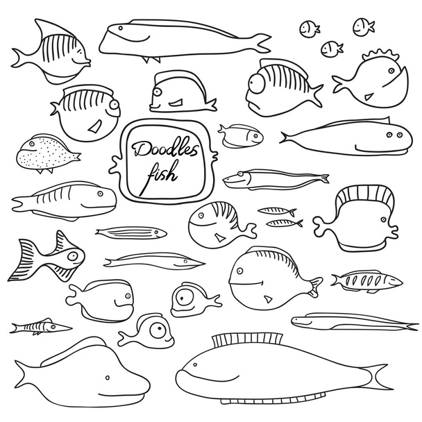 Doodles fishes. Vector drawing. - Vector, Image
