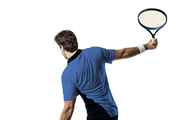 Tennis player with a blue shirt. - Fotografie, Obrázek