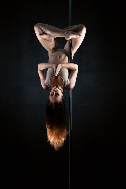 Poledance meditation upside down - Photo, Image