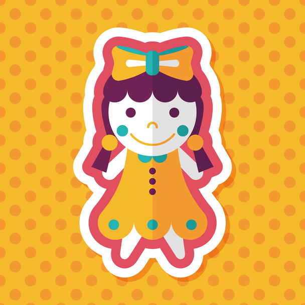 girl doll toy flat icon with long shadow,eps 10 - Vector, afbeelding