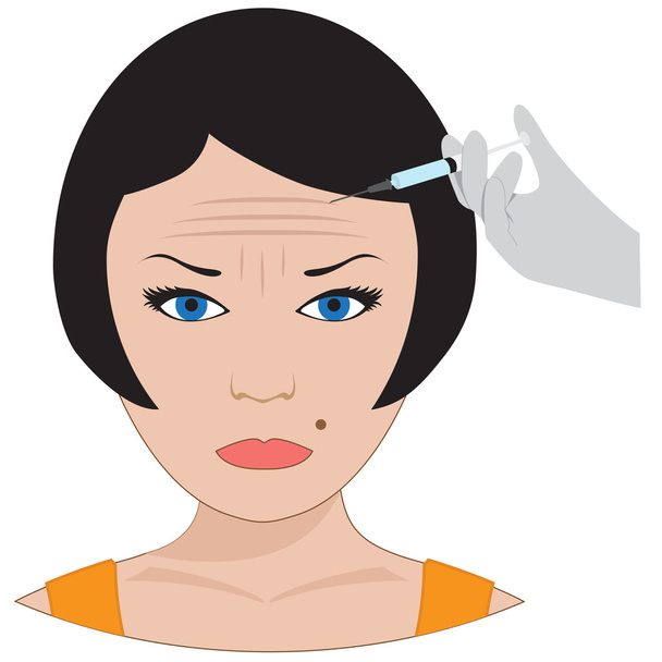 surgery of forehead wrinkles - Vector, Image
