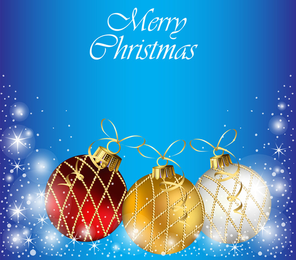 Christmas card with three Christmas balls - Vector, Image