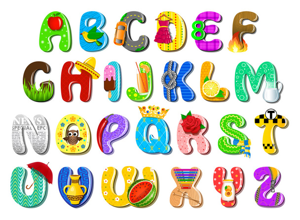 alfabeto crianças coloridas
 - Vetor, Imagem