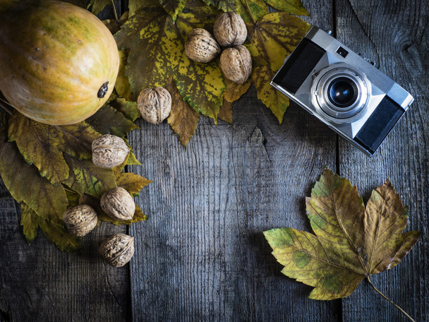 Autumn background with leaves - Foto, Imagen
