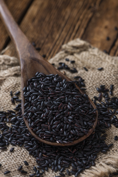 Black Rice on spoon - Φωτογραφία, εικόνα