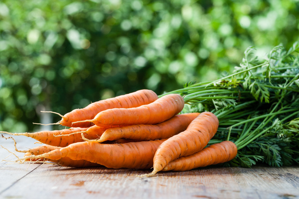 Ramo de zanahorias frescas
 - Foto, imagen