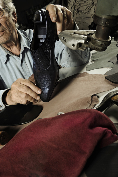 craftsman making luxury handmade man shoes - Photo, Image