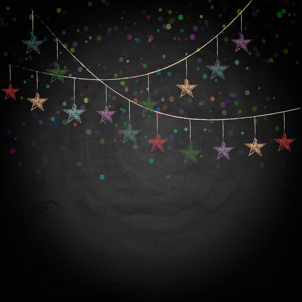 Chalkboard background with drawing bunting stars - Vector, Image