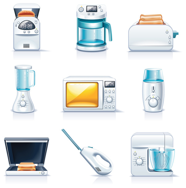 wektorowe ikony urządzeń gospodarstwa domowego. część 1 - Wektor, obraz