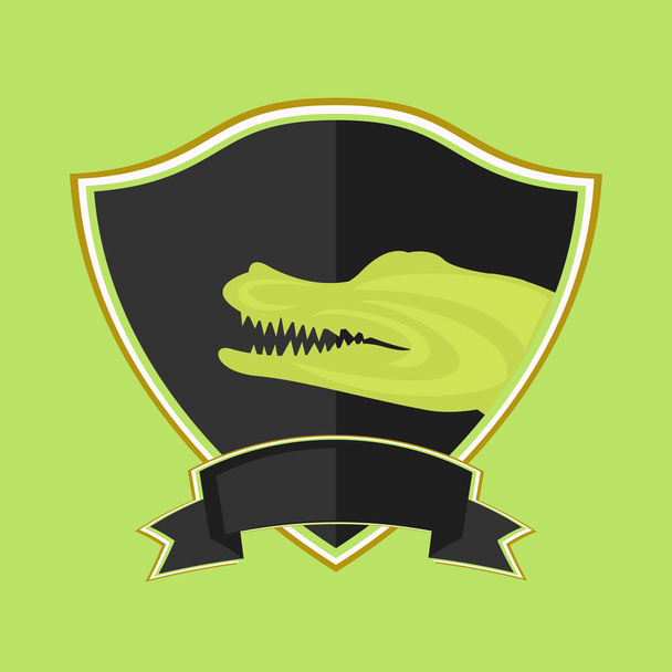 crocodile logo on the shield. space for inscriptions or company team - Vector, Image