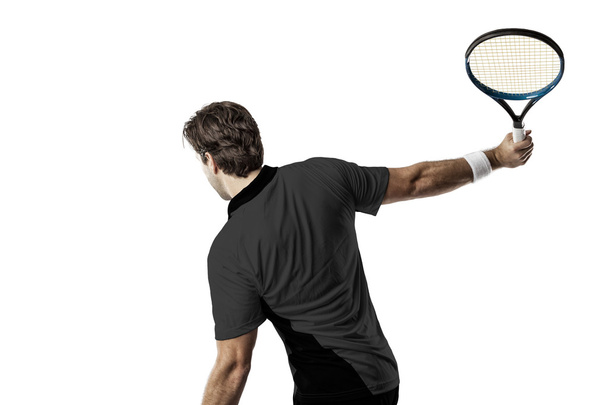 Tennis player with a black shirt. - Zdjęcie, obraz