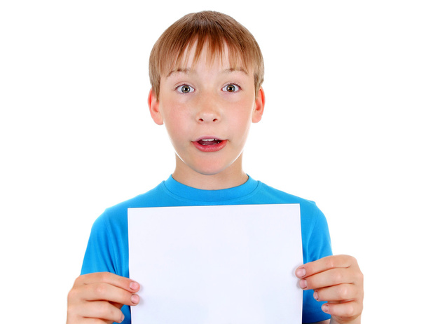 Kid with Blank Paper - Photo, Image