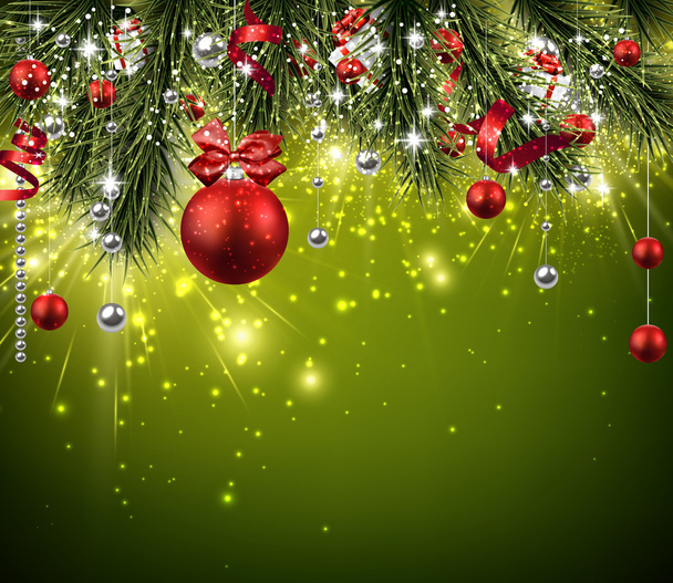 Christmas background with fir branches - Vector, Imagen