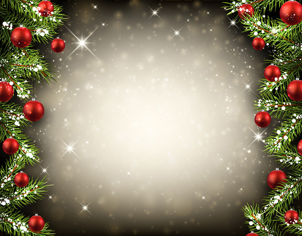モミの枝を持つクリスマスの背景 - ベクター画像