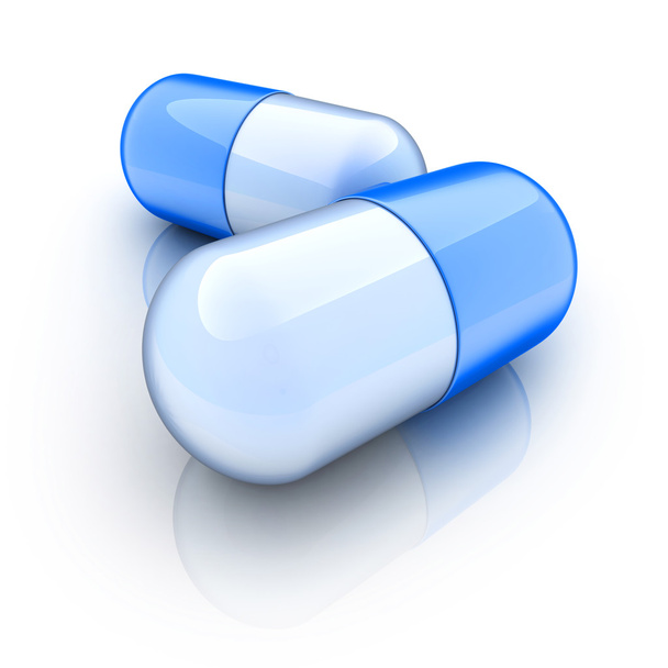 dois comprimidos azul
 - Foto, Imagem