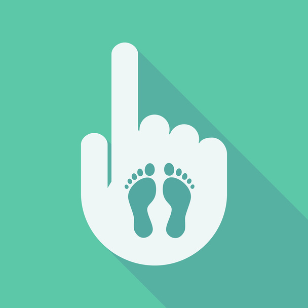 Long shadow pointing finger hand with two footprints - Vector, Image