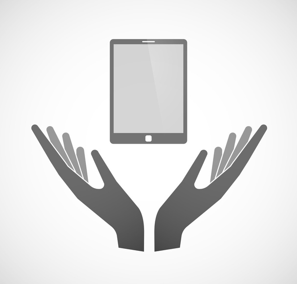 Dos manos vectoriales que ofrecen una tableta
 - Vector, Imagen