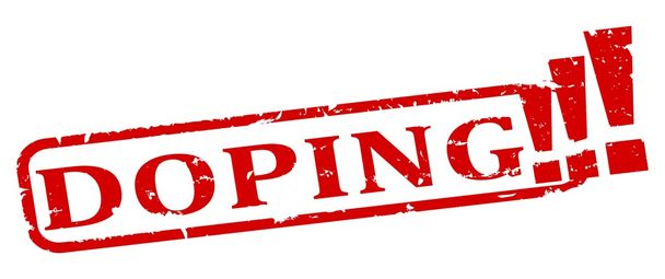 Timbro rosso ovale danneggiato con la parola - doping - illustrazione
 - Foto, immagini