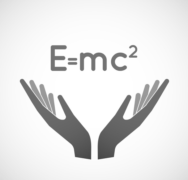 Two vector hands offering the Theory of Relativity formula - Vector, Image