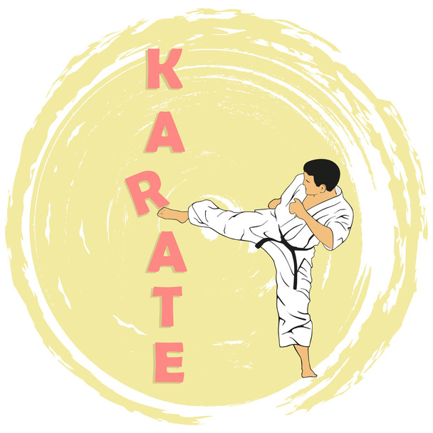The illustration, the man shows karate - Vector, Image