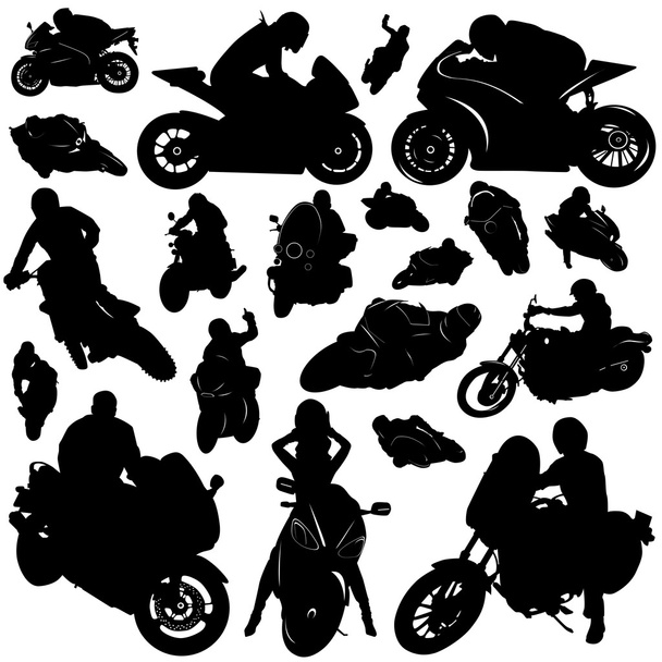 Collection of motorcycle and rider vector - Vector, Image
