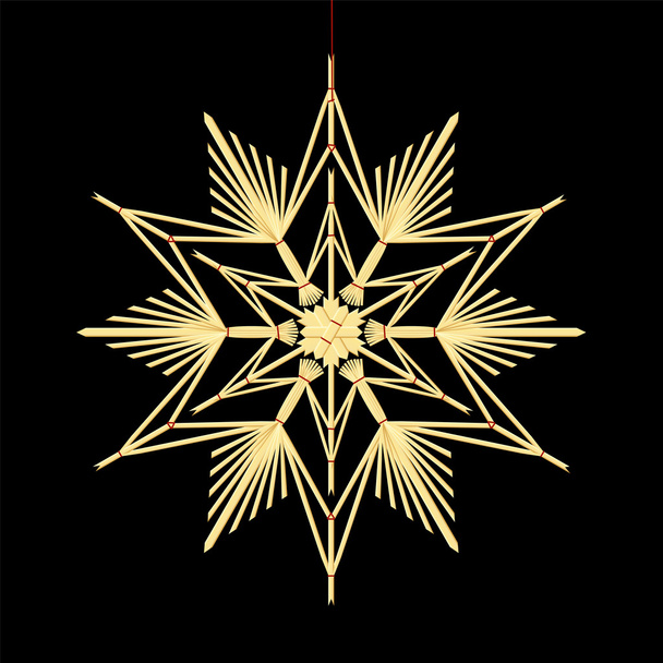 Straw Star Black Background - Vector, Image