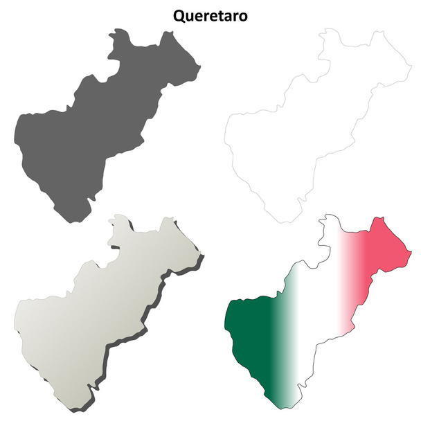 Queretaro üres körvonal megjelenítése készlet - Vektor, kép