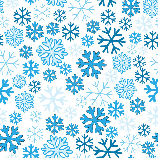 Kerstmis naadloze doodle patroon met sneeuwvlokken - Vector, afbeelding