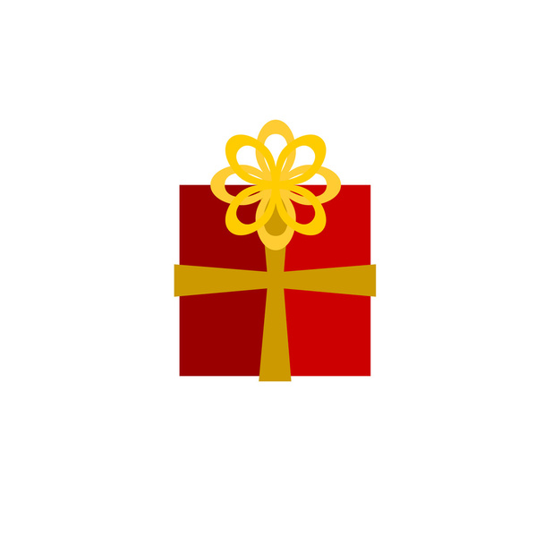 Colored Christmas gift with bow flat vector icon - Vector, Image